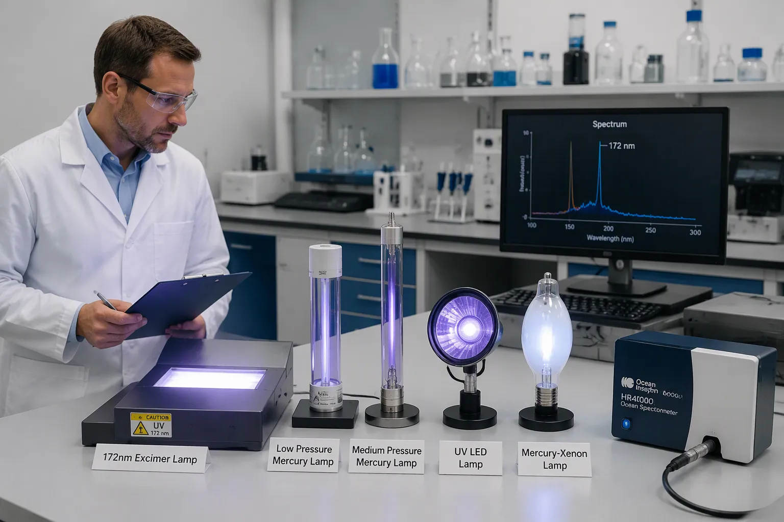 Come si confronta una lampada a eccimeri da 172 nm con le altre lampade UV?